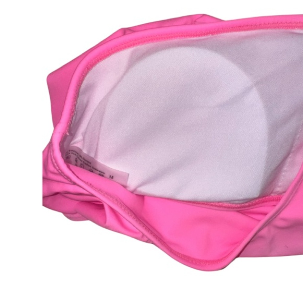 COTTON CANDY neon pink stripe high rise one shoulder bikini women’s size medium - Picture 8 of 14